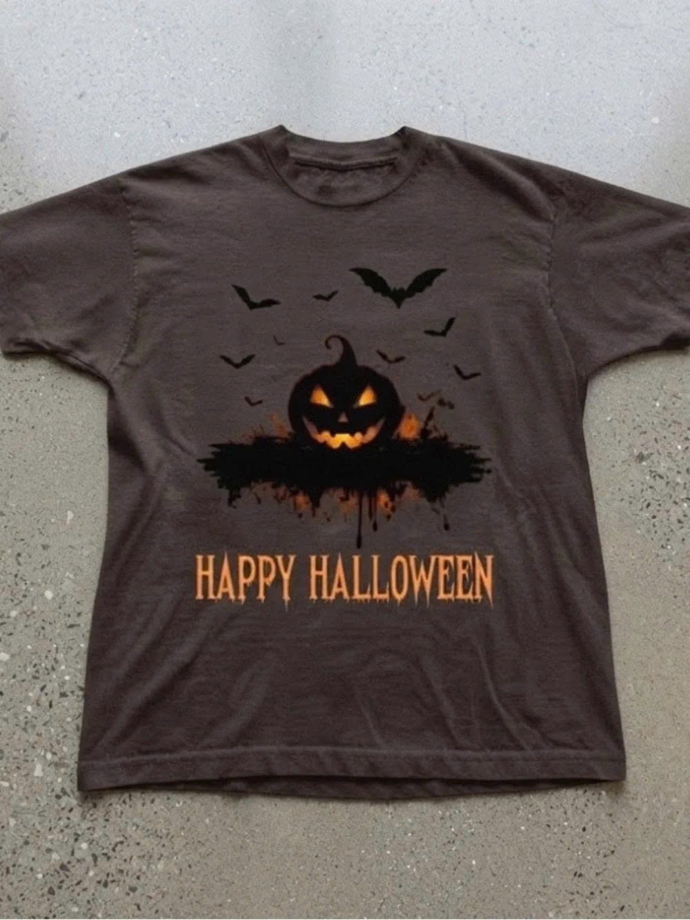 Women's Brown 'Happy Halloween' Pumpkin Graphic Tee